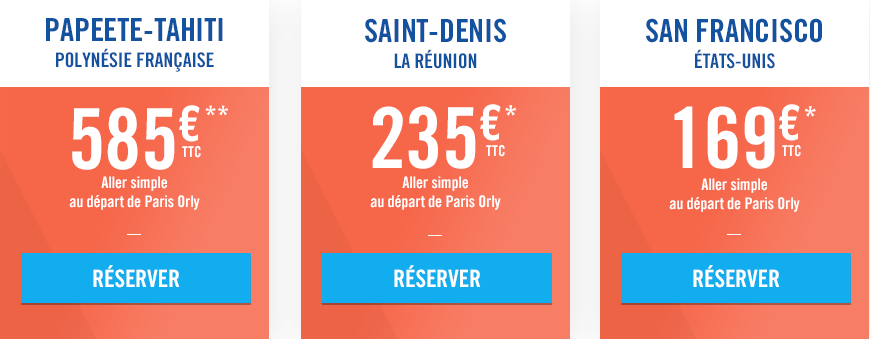 tarifs au départ de Paris